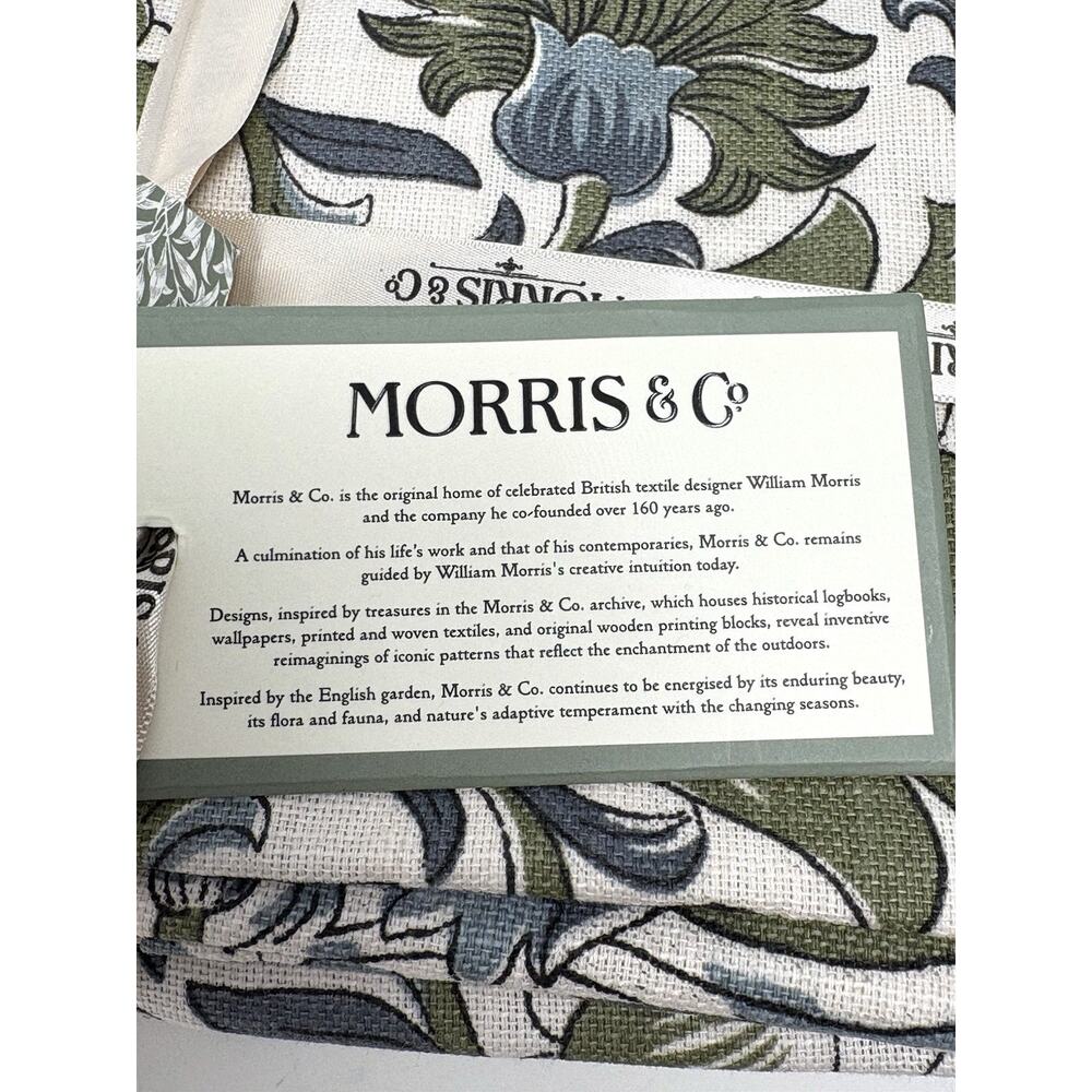 William Morris & Co. Lodden Napkins 8 Blue Green Cream Cotton Fabric 20 x 20” - Picture 5 of 11